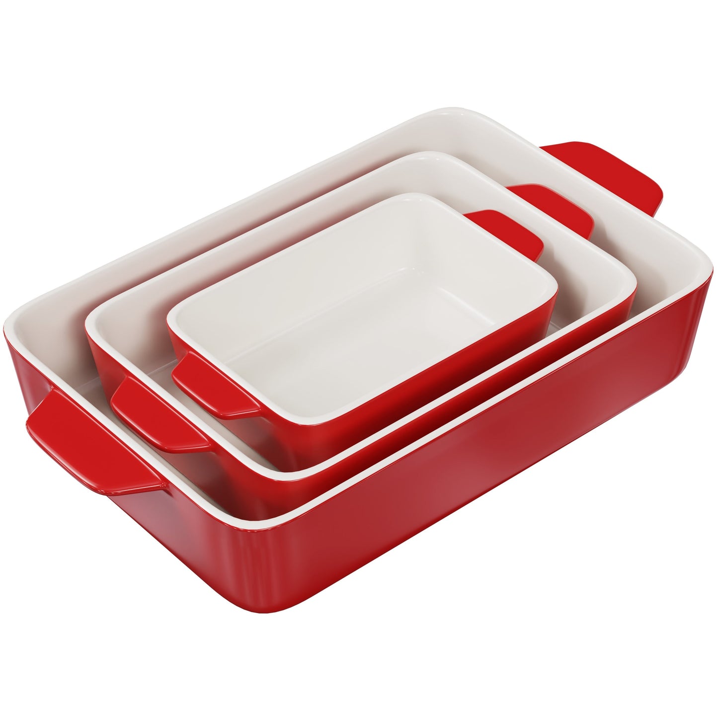 Baking dishes, Set of 3, Cherry Red