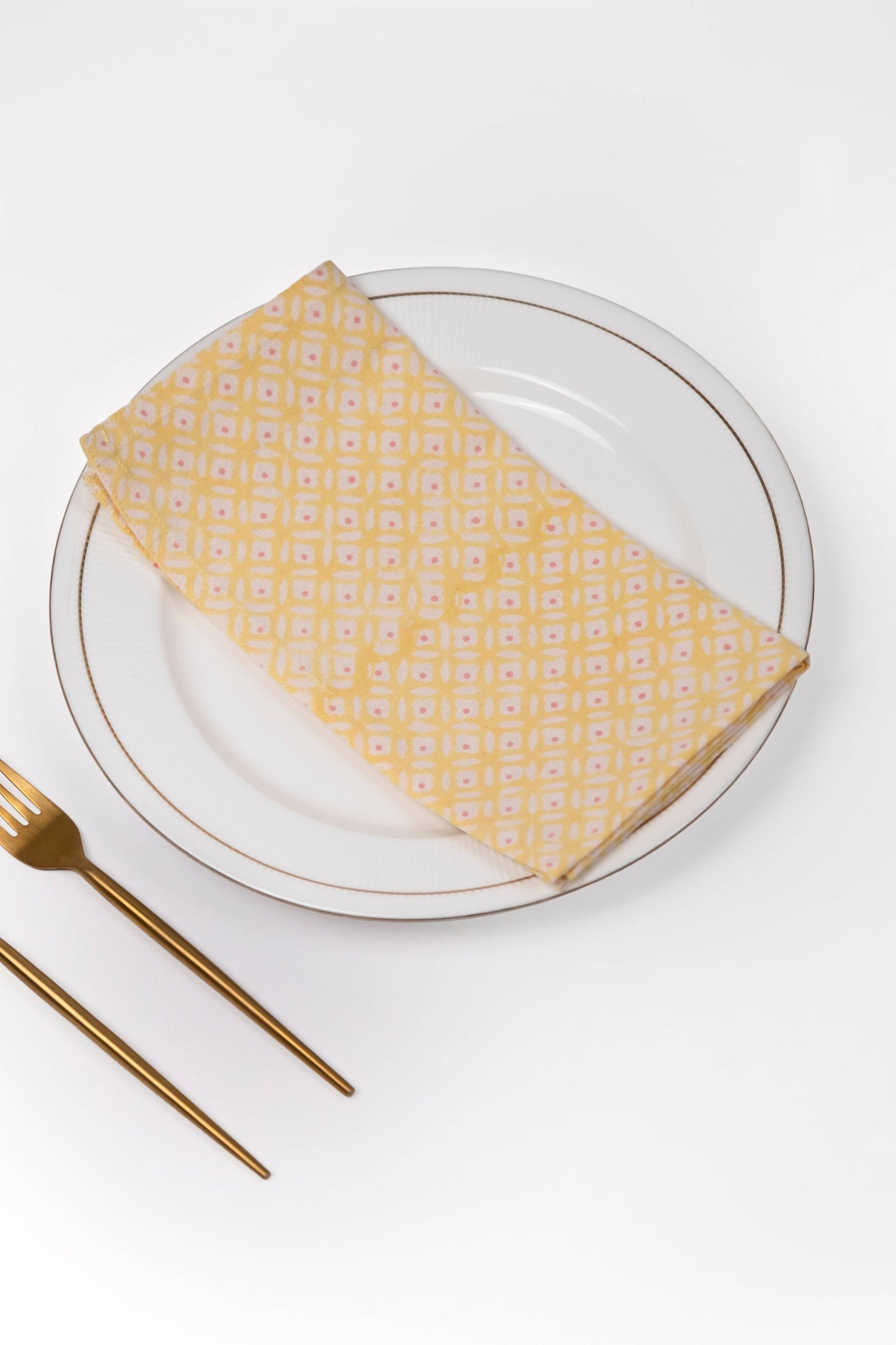 Sunwashed Yellow Geometric Block Print Napkins (Set of 4)