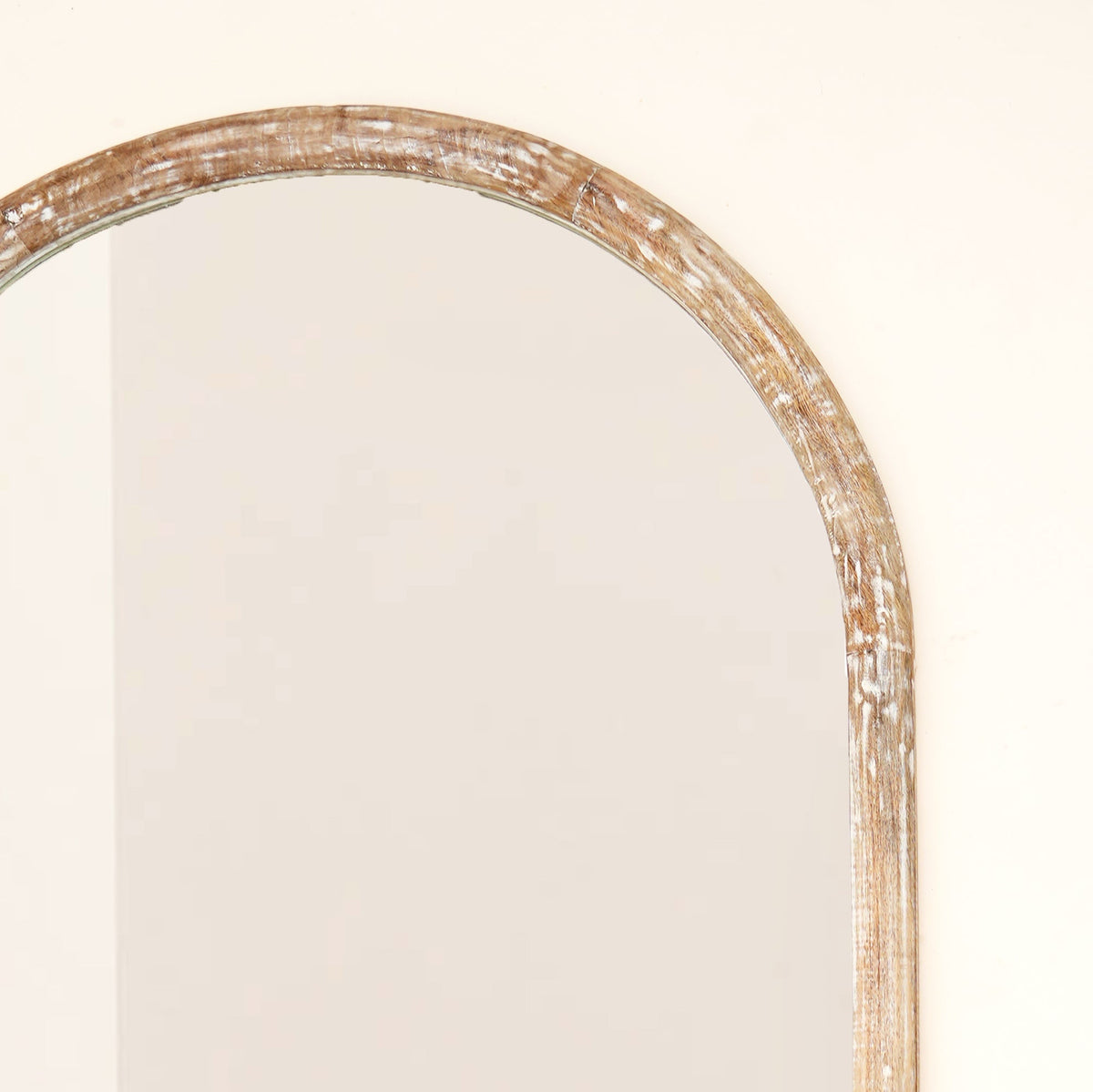 Arched Full Length Wall Mirror with Mango Wood Frame, 36x72"