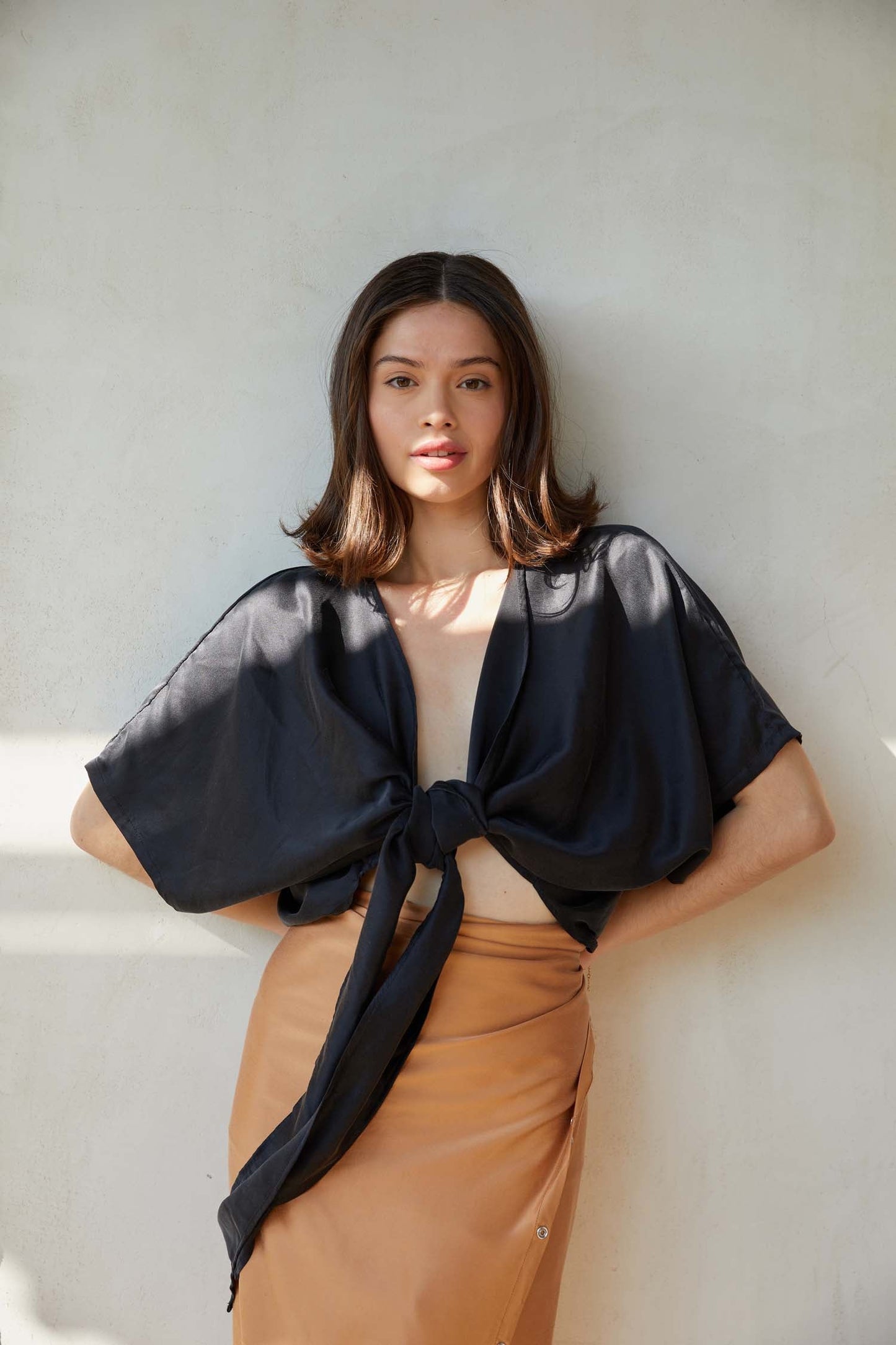 Washed Silk Wrap Blouse