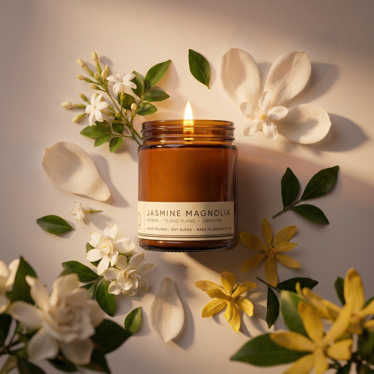 S/2 Jasmine Magnolia + No Man’s Rose Floral Duo Scented Candle
