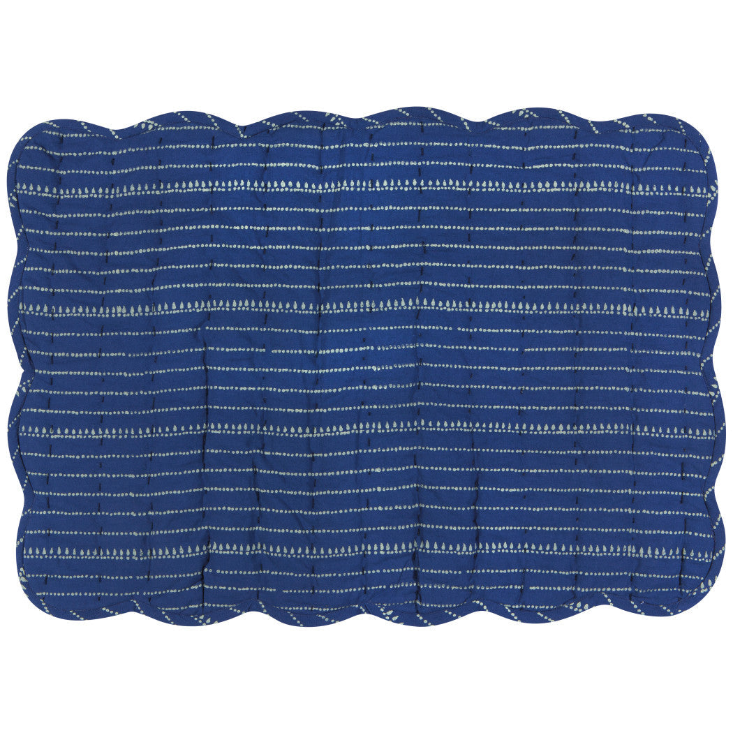 Set of 6 Fan Flower Block Print Kantha Placemat