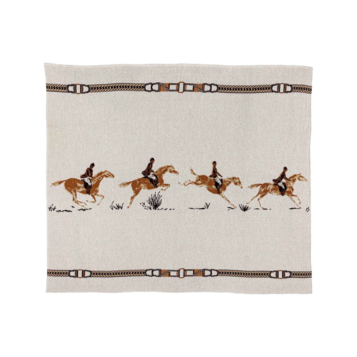 Equestrian Full Gallop - Cotton Sustainable Knit Traditional Throw Blanket