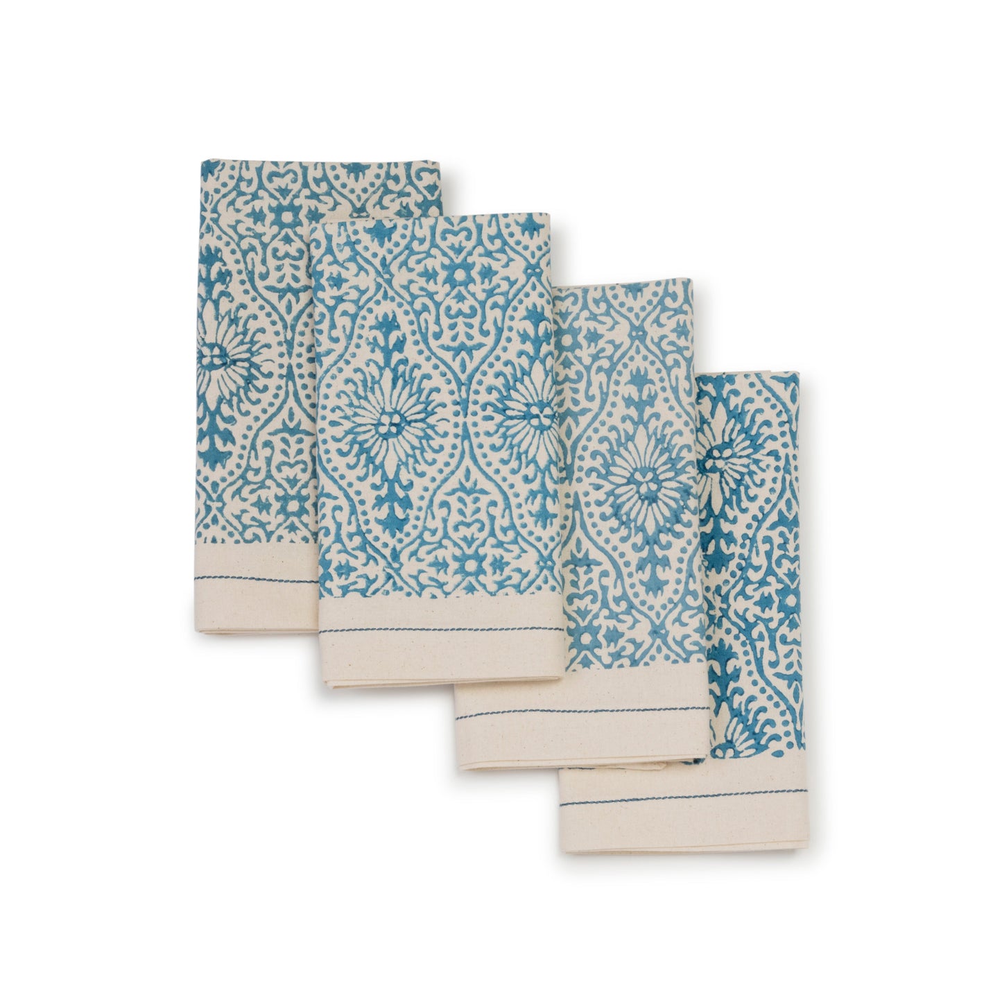 Hand Block Printed Napkins - Set of 4. Cotton - Fair Trade - Artisan Made