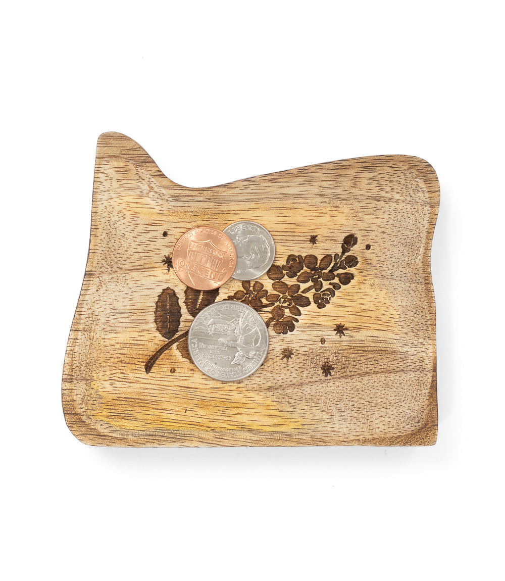 Oregon State Grape Trinket Dish - Mango Wood