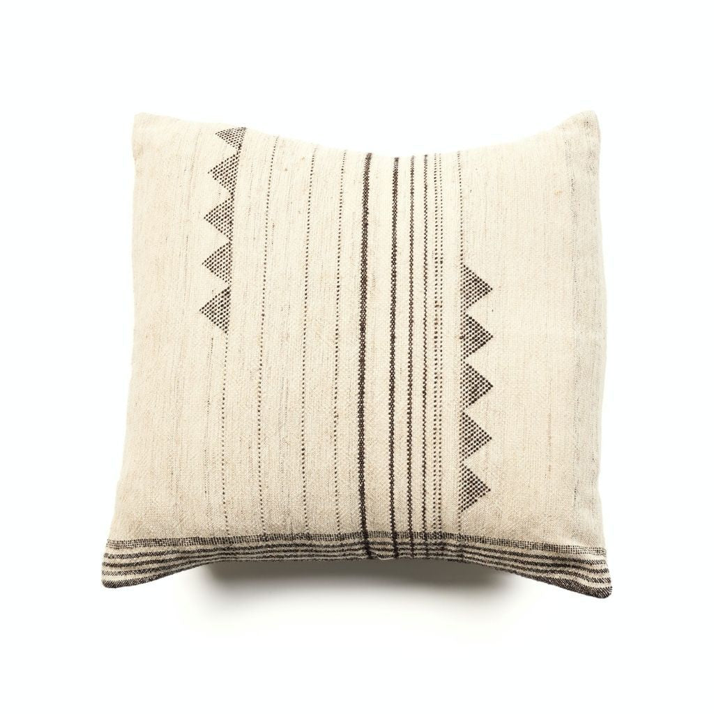 Kora White And Black Handloom Large Square Pillow