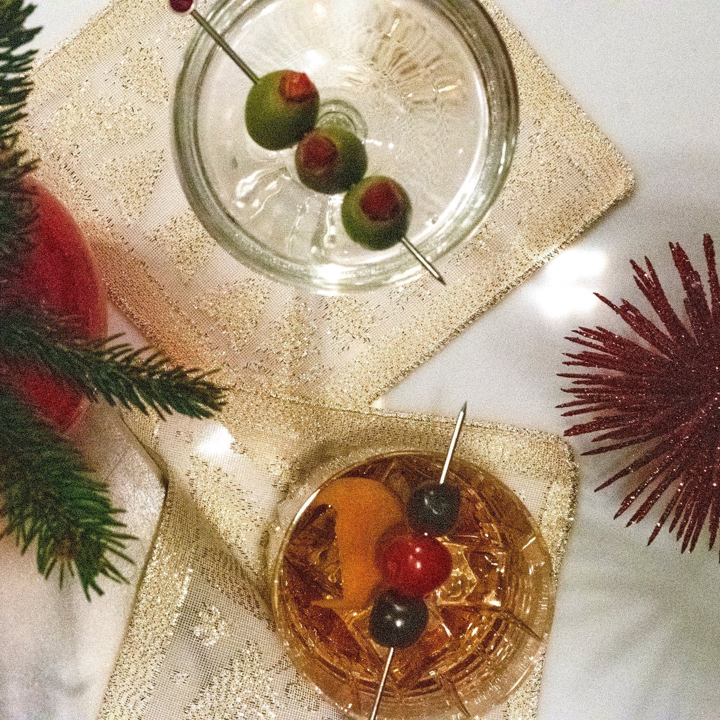 Prince of Scots Scottish Leno Gauze Cocktail Napkins ~ Gold Lurex ~