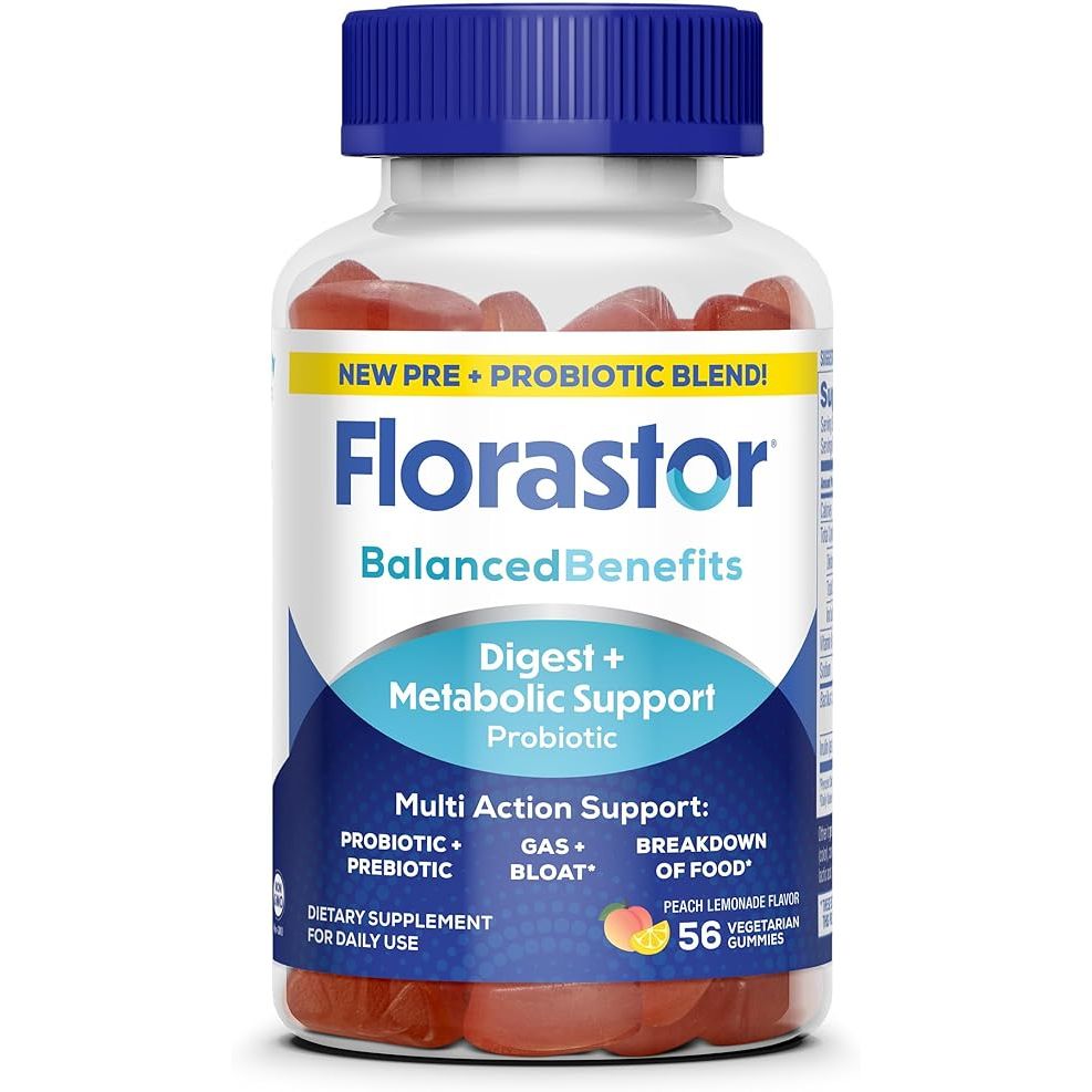 FLORASTOR DIGESTIVE AND METABOLIC SUPPORT PROBIOTIC BLEND GUMMIES PEACH LEMONADE -- 56 VEGETARIAN GUMMIES
