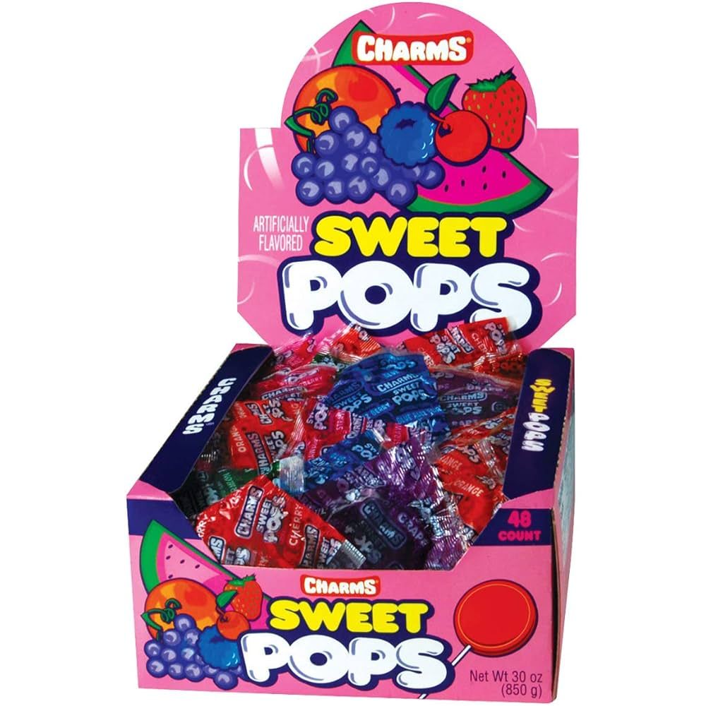 Charms Sweet Pops Lollipops, Assorted Fruit Flavors (48 Count Box)