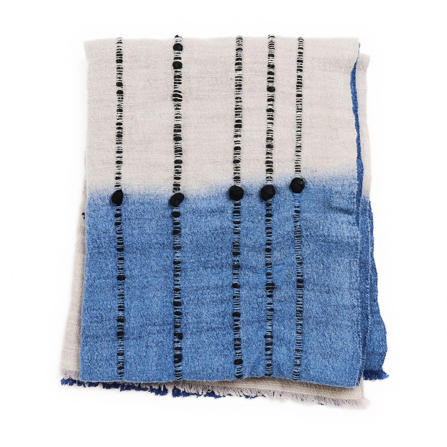 Mari Blue Gray Calming Hues Hand Woven Hand Knotted Textured Merino Throw