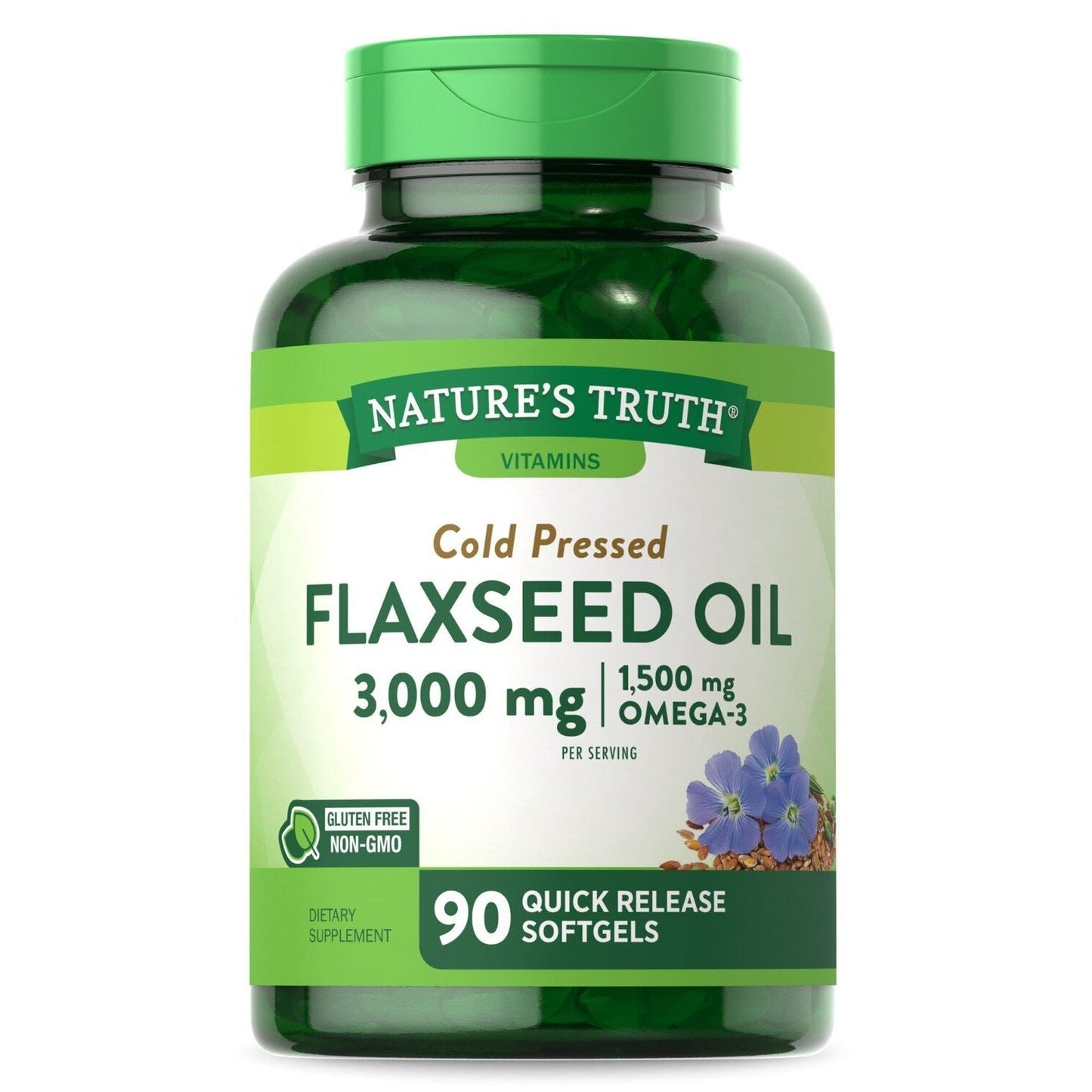 Nature's Truth Flaxseed Oil, Cold Pressed, 1000 Mg, Quick Release Softgels