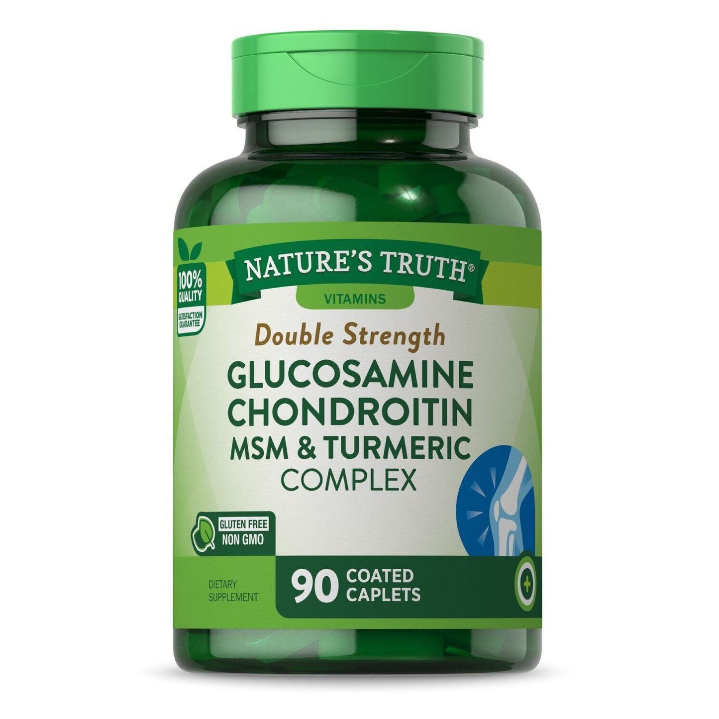 Nature's Truth Glucosamine Chondroitin MSM & Turmeric Complex Double Strength Coated Caplets 90ct