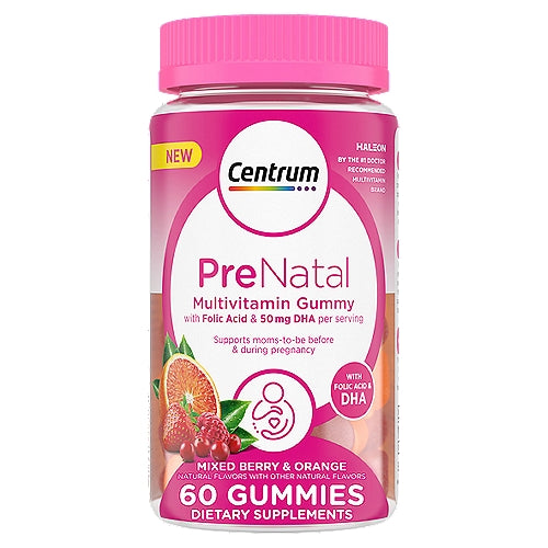 Centrum DHA And Folic Acid Prenatal Multivitamin Gummies - Mixed Berry/Orange - 60ct