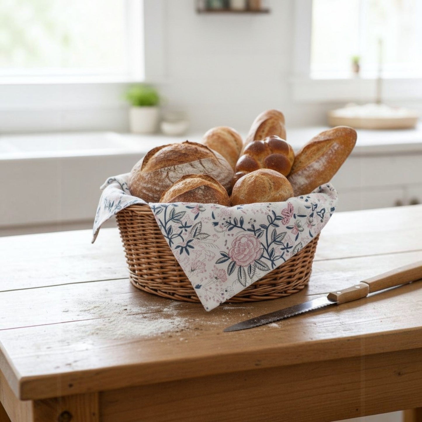 Hand Block Print Kitchen Towel | Extra Large Cotton with Hanging Loop