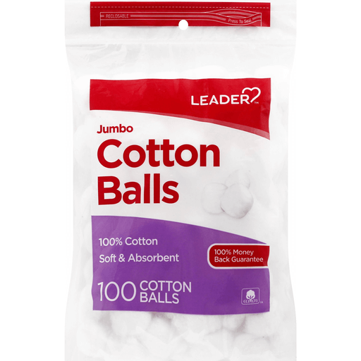 Leader Cotton Balls, Soft And Absorbent, Jumbo