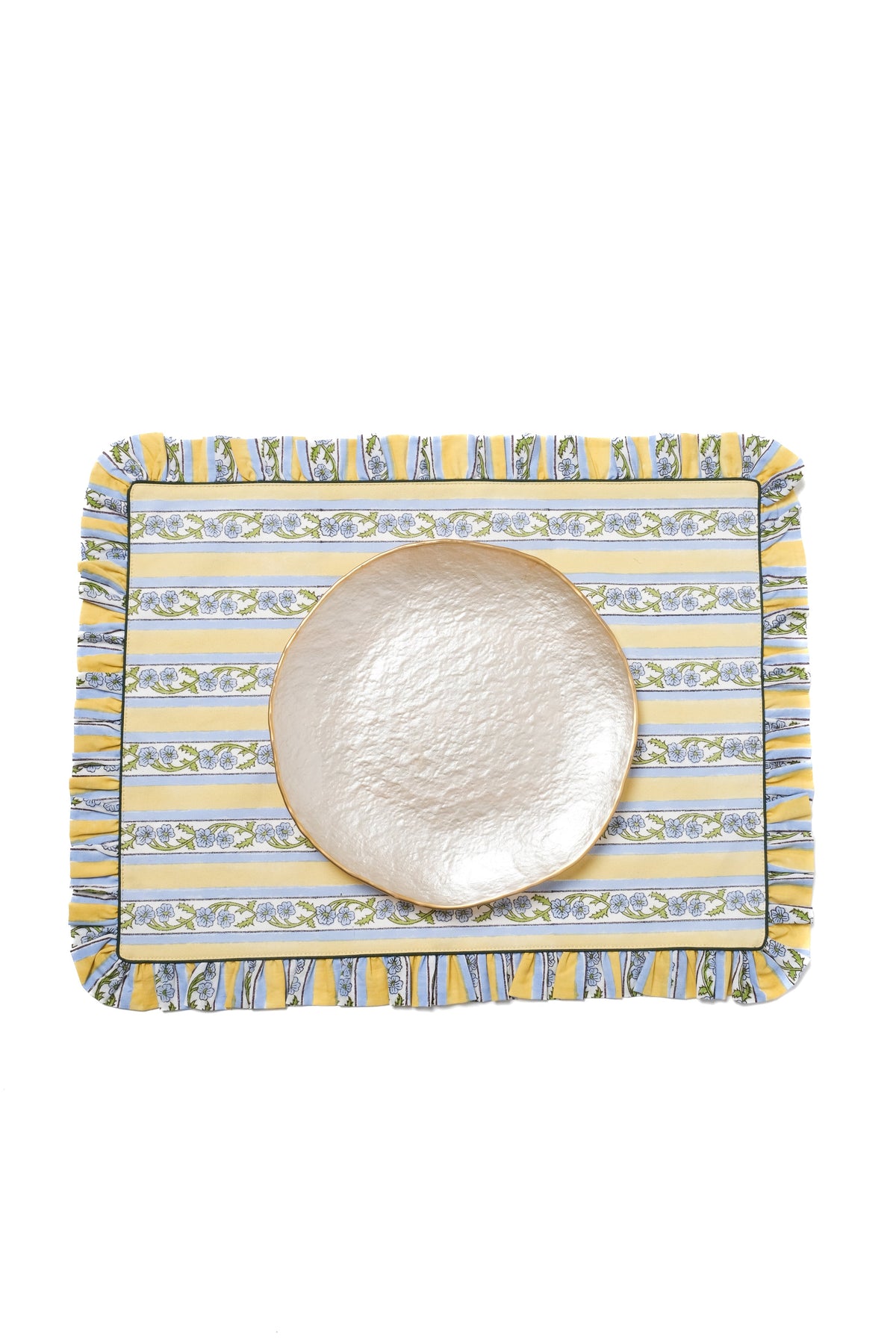 Provence Blockprint Placemat in Butter Yellow, Set of 2