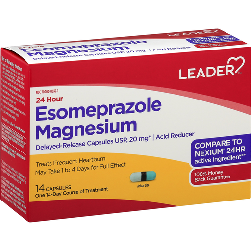 Leader Esomeprazole Magnesium Acid Reducer 20mg 14 Capsules