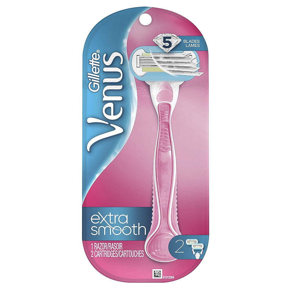 Gillette Venus Extra Smooth Pink Women's Razor Handle + Blade Refills, 1 Unit