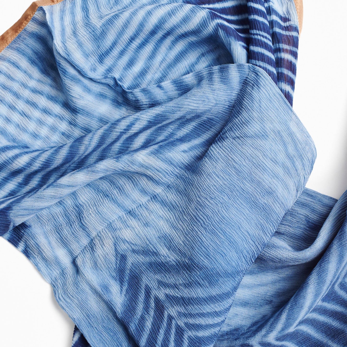 Samu Indigo Hand Printed Shibori Silk Chiffon Scarf
