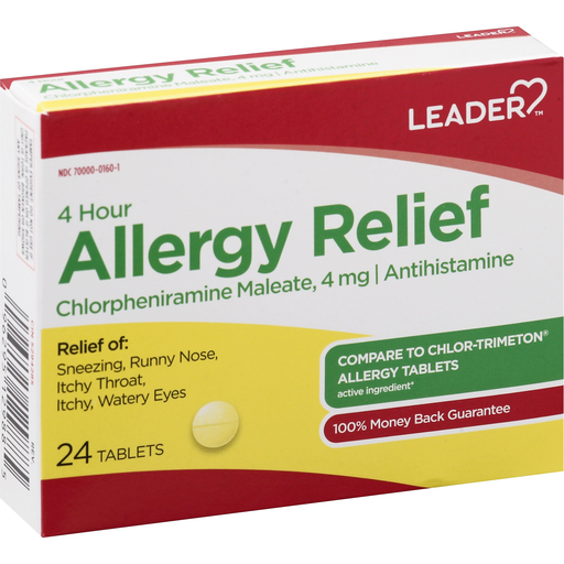 Leader 4 Hour Allergy Relief Tablets, 4mg