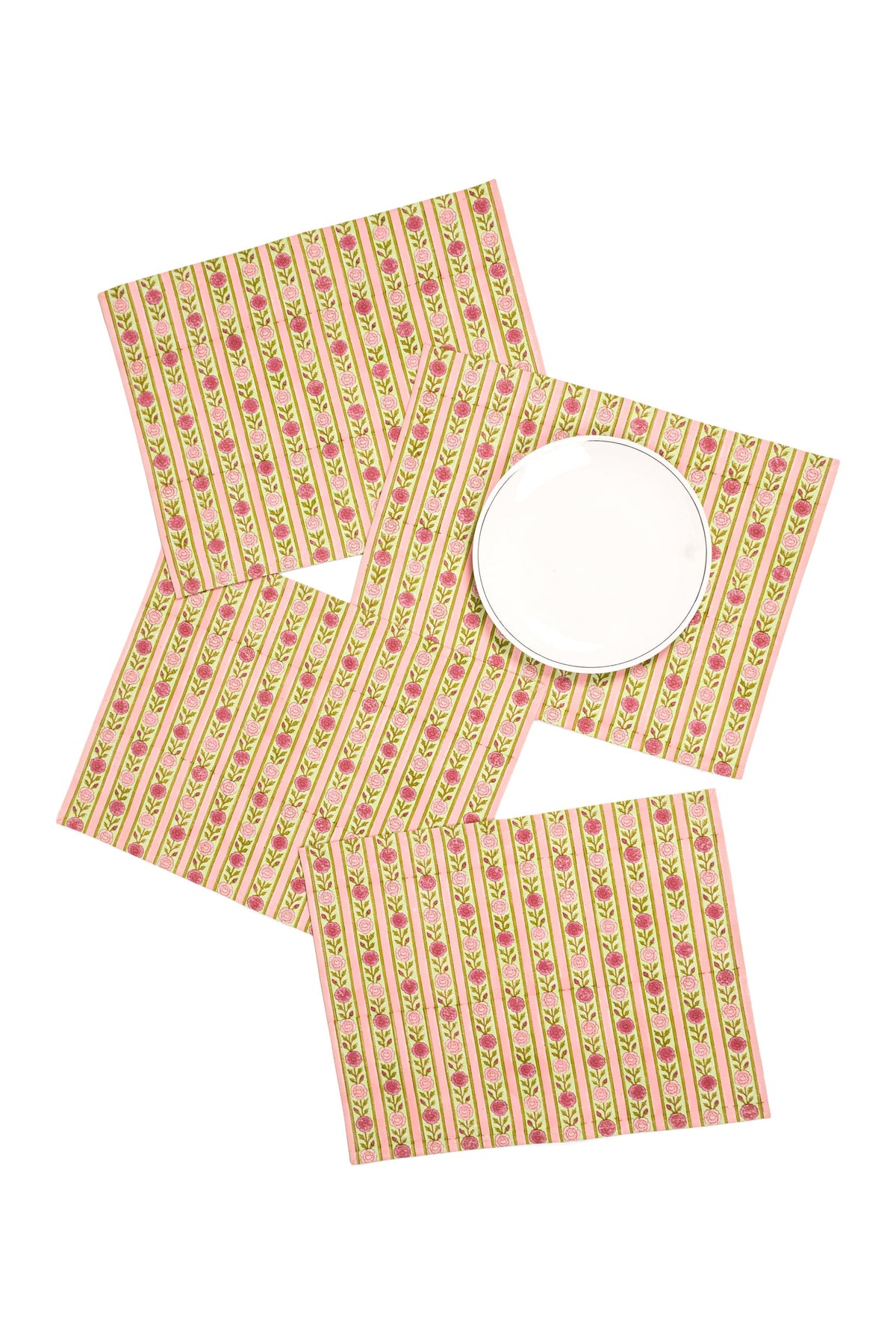 Vintage Floral Stripes Placemat, Set of 2