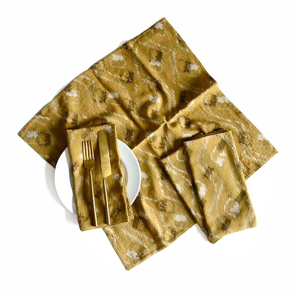 Yellow Cotton Dining Napkins, Sustainable Table Linen (Set of 4) - Bali