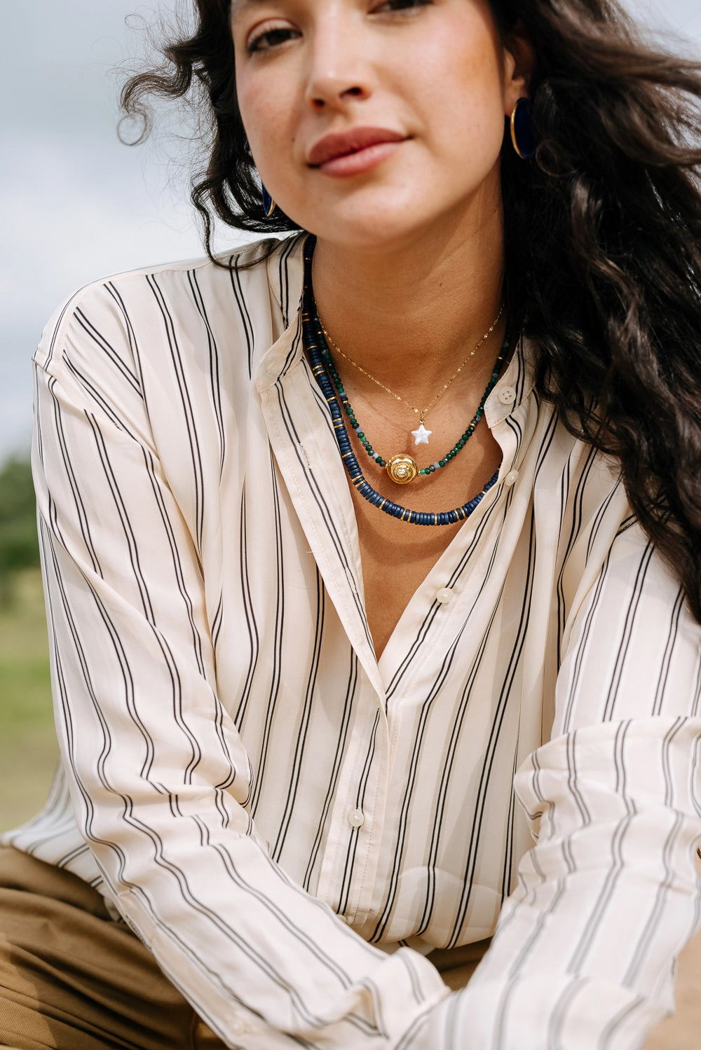 Heishi Necklace, Deep Indigo