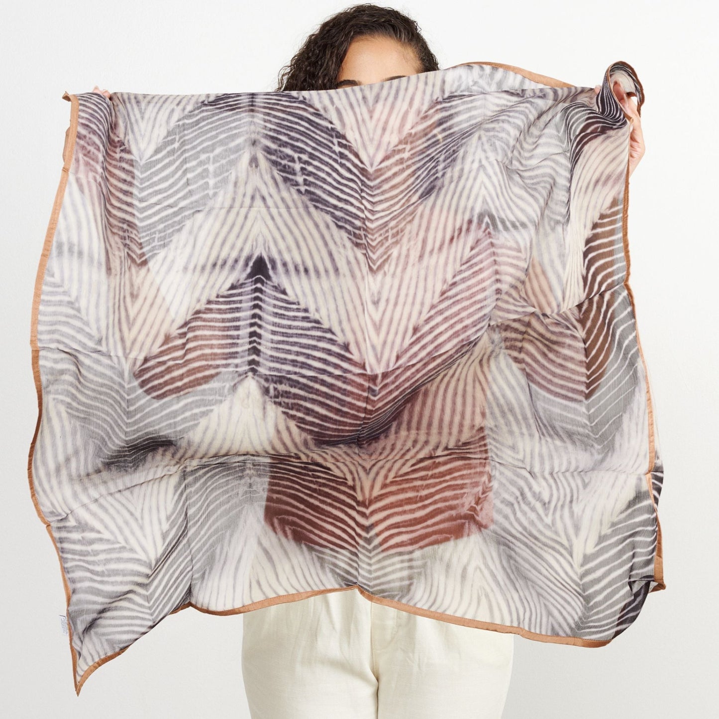Samu Black Hand Crafted Shibori Print Silk Chiffon Sqaure Scarf