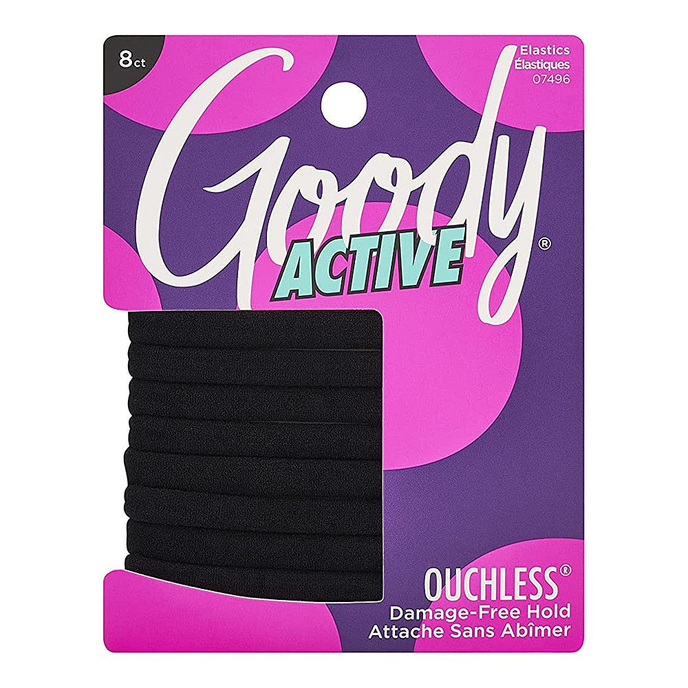 Goody Ouchless Seamless Hair Ties, 8 Ct, Black, Gentle Hold