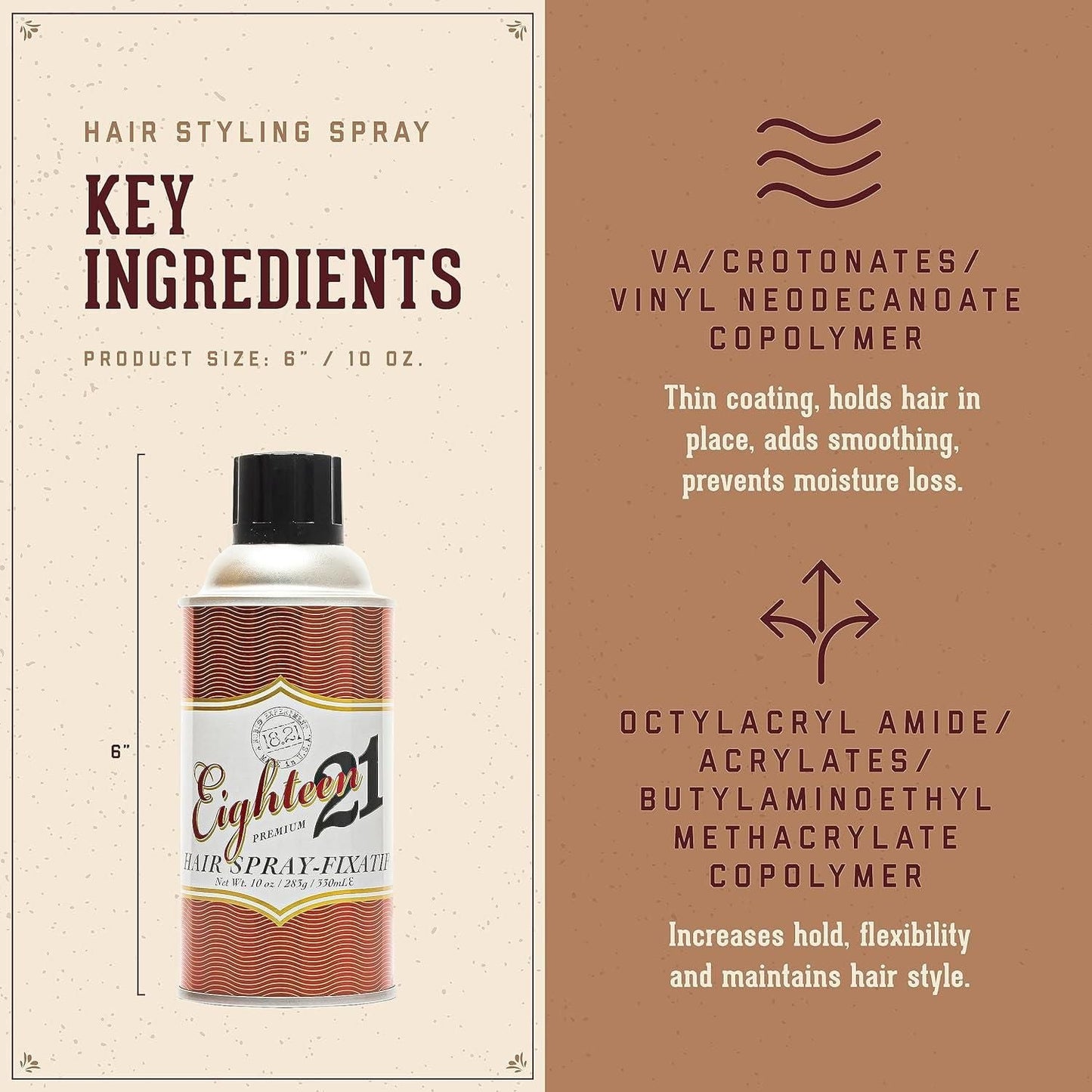 18.21 Eighteen 21 Premium Hairspray- Fixatif 9.6 Oz