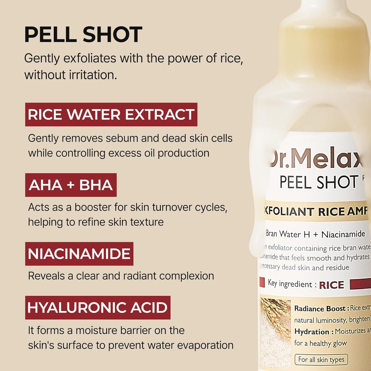 Dr. Melaxin Peel Shot Exfoliant Rice Ampoule - Osadia Concept Store