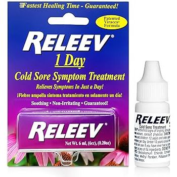 Releev 1nd-Day Cold Sore Symptom Relief, Fast-Acting Viracea Formula, 6mL