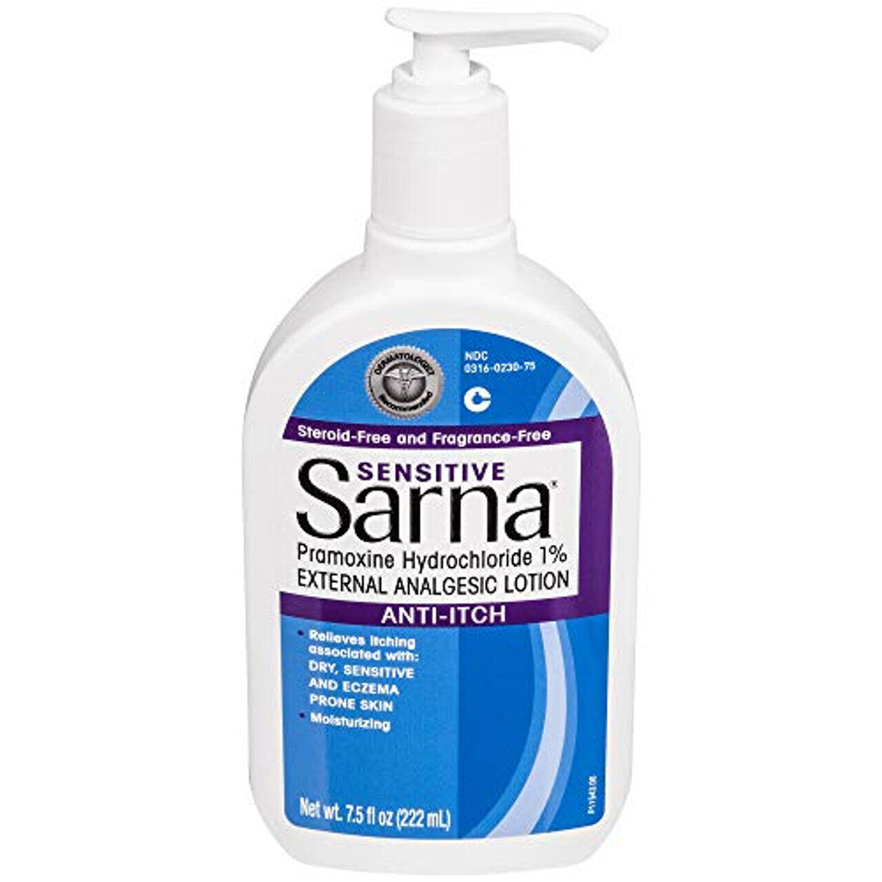 Sarna Lotion, Anti Itch, Sensitive, Steroid Free 7.5 Fl Oz