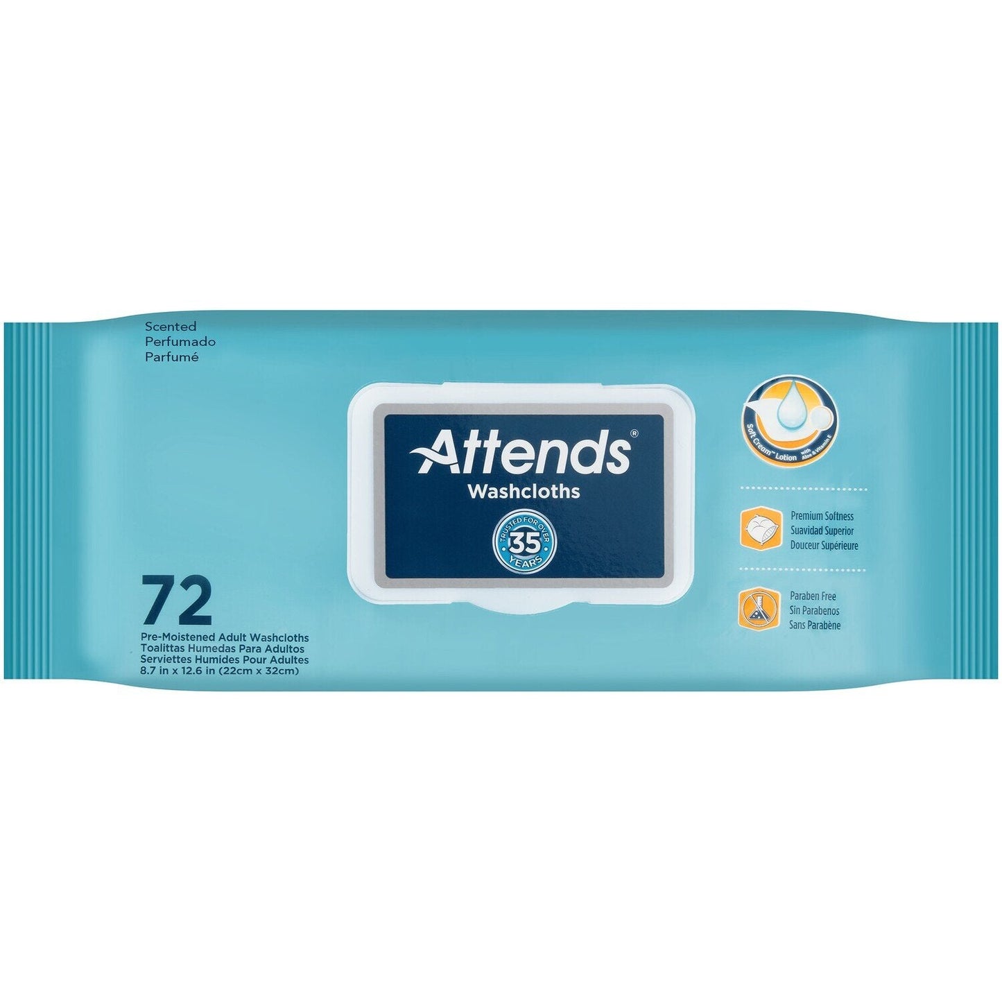 Attends Adult Wet Washcloths Convenience Pack With Aloe - 72 Wipes