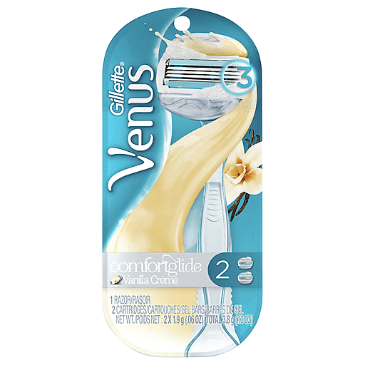 Gillette Venus Comfort Glide Vanilla Crème Razor And 2 Cartridges