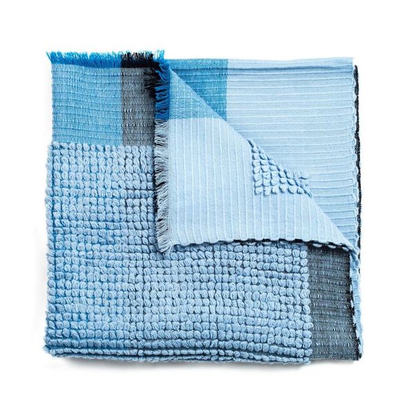 Macaroon Midnight Dark Blue Plush Textured Merino Handloom Throw