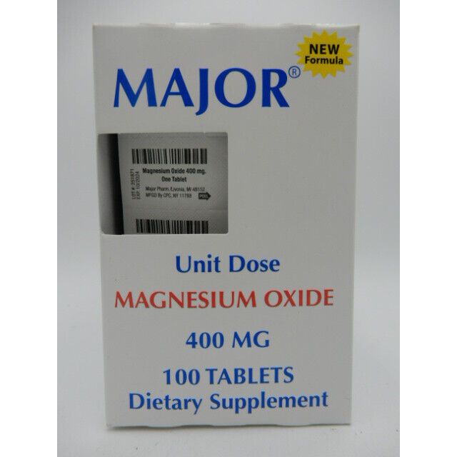 Major Magnesium Oxide 400mg Unit Dose 100 Tablets 810006700282VL