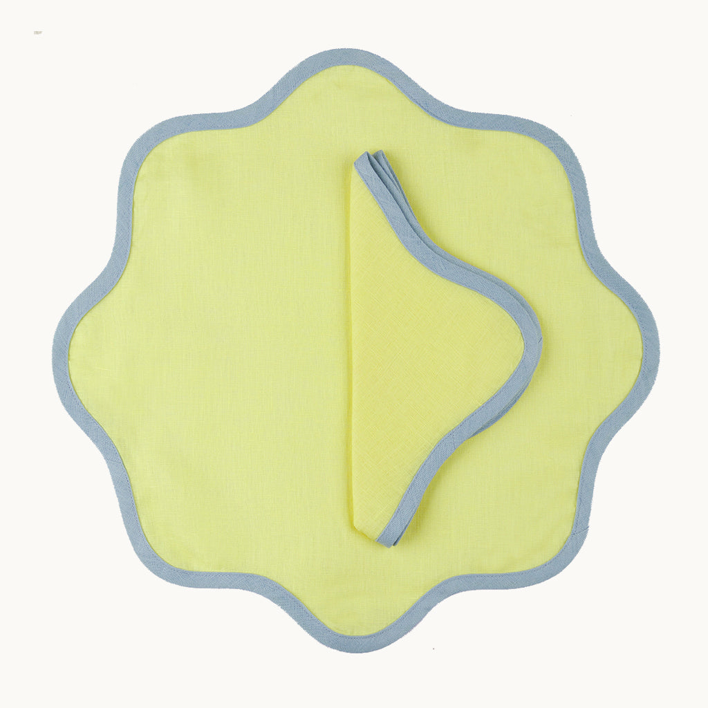 Daisy yellow linen napkin (set of 4)