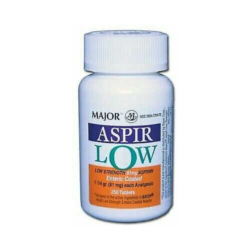Major Aspirin Low Strength 81mg Minor Pain Relief Enteric Coated Tablets