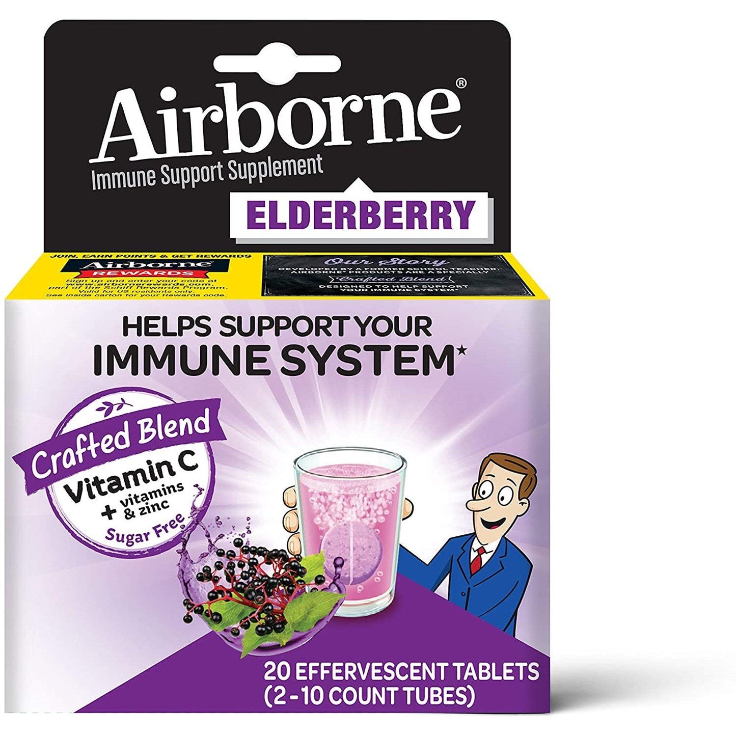 Airborne Immune Support Supplement, Elderberry, Effervescent Tablets
