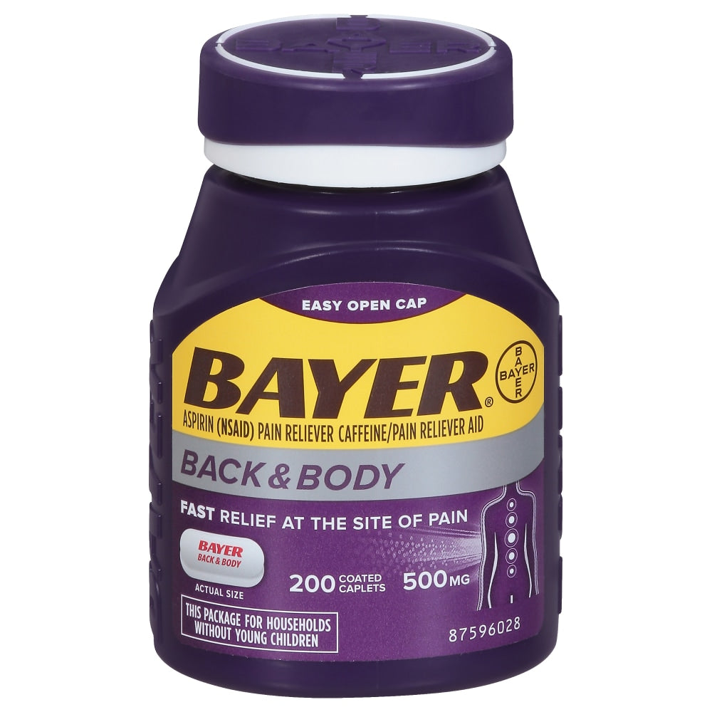 Bayer Back And Body Extra Strength 500 Mg Pain Reliever Aspirin Tablets With Caffeine