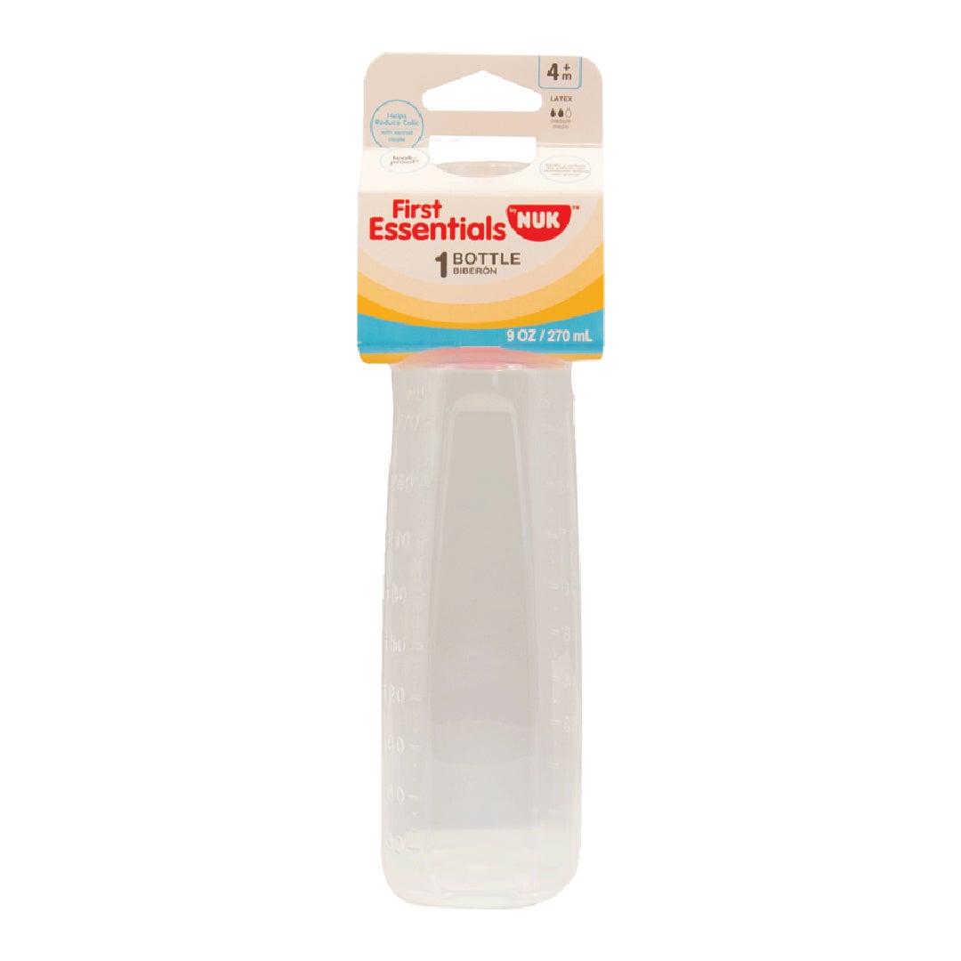 Gerber First Essentials Clear View Bottle 9oz, 1pk, Med Flow, Latex