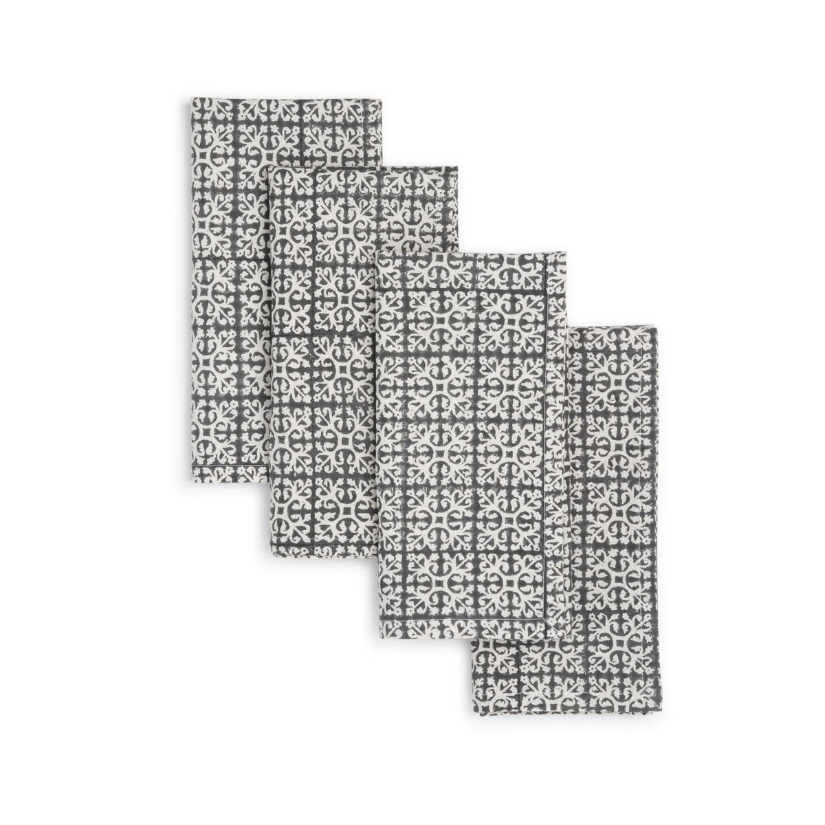 VERTEX Hand Block Printed Napkins - Set of 4. Cotton - Fair Trade - Artisan Made