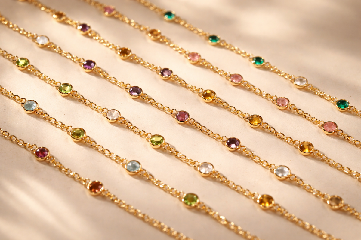 January Birthstone Bracelet — Garnet