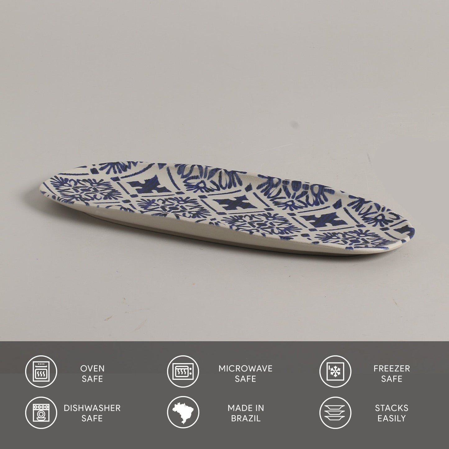 Shallow Organic Oval Platter Large Set of 4