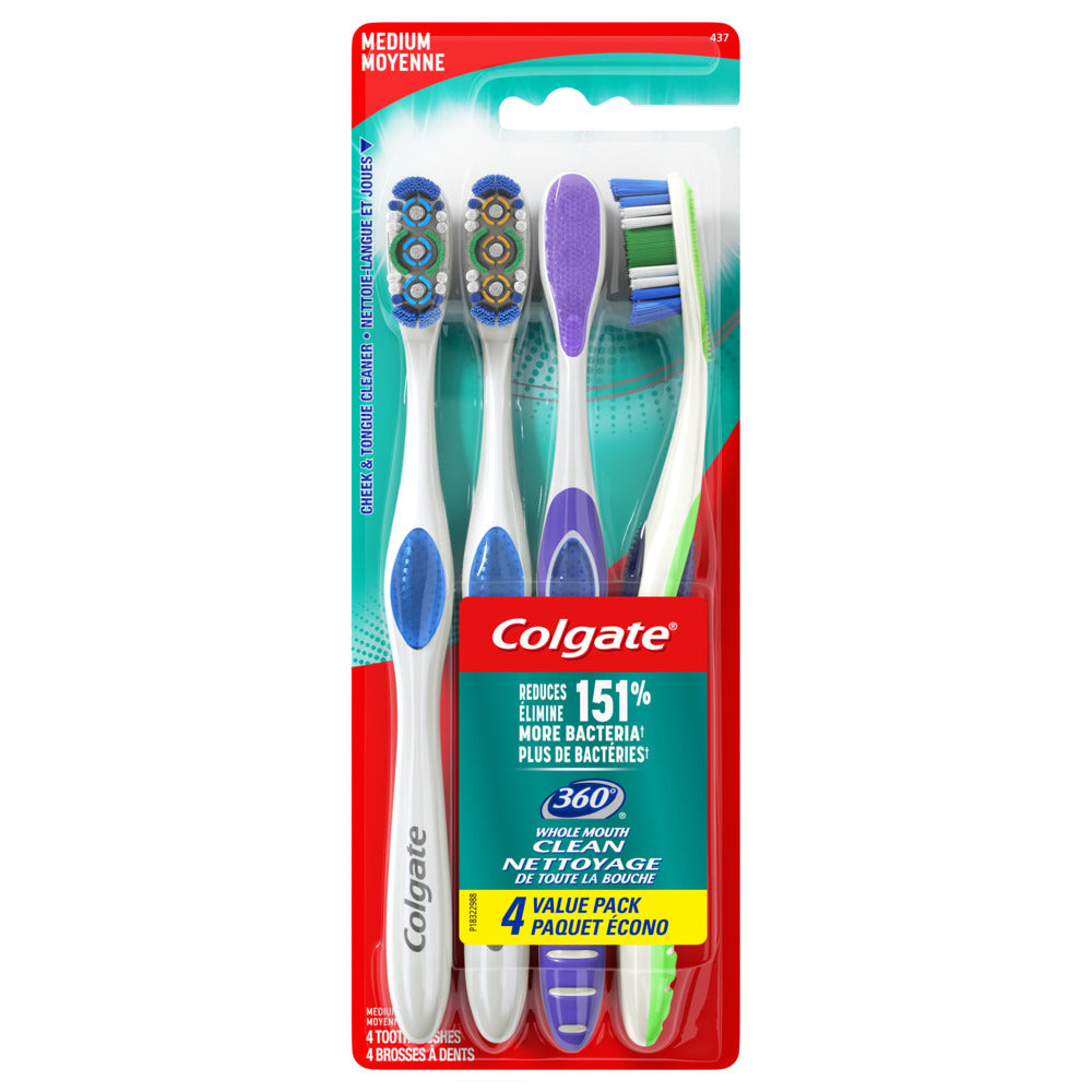Colgate 360 Toothbrush Medium - 4pk