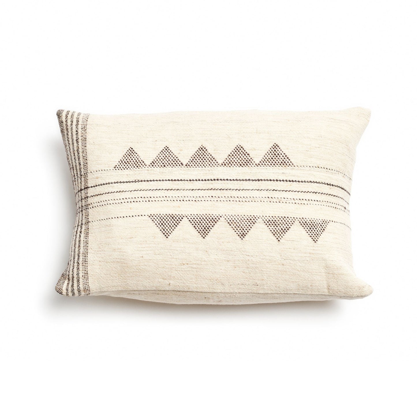 Kora White And Black Handloom Large Lumbar Pillow