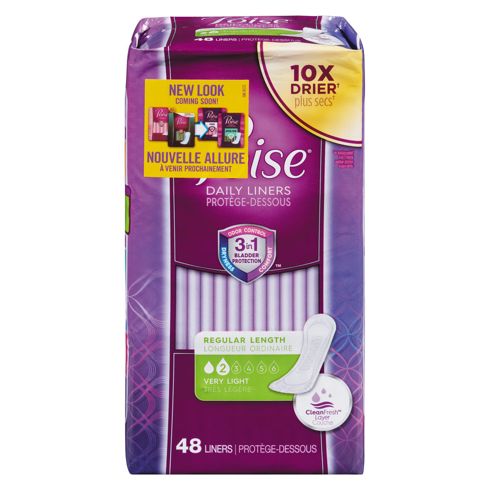 Poise Daily Incontinence Panty Liners, Very Light Absorbency Regular Length
