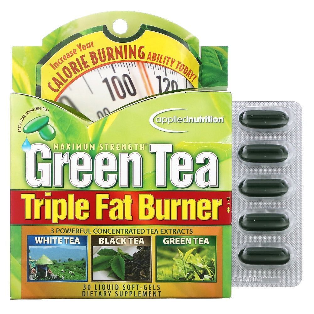 Applied Nutrition Maximum Strength Green Tea Triple Fat Burner, Liquid Soft-Gels