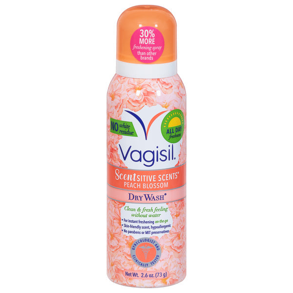 Vagisil Sensitive Scents Dry Wash Spray Peach Blossom - 2.6 Oz